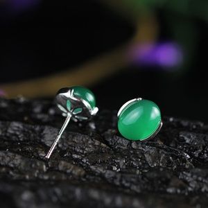 Sterling Siver Jade Earrings.